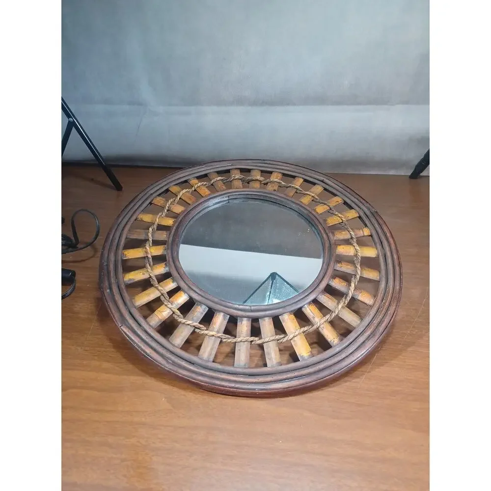 VINTAGE BAMBOO And WOOD MIRROR 18